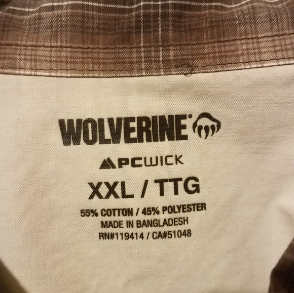 Wolverine PC Wick XXL Brown button down - Picture 2 of 5